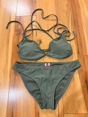 Olive Green String Halter Bikini